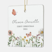 Wildflower Butterfly Baby Meisje 1e Kerstmis Keramisch Ornament (Links)