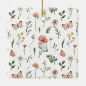Wildflower Butterfly Baby Meisje 1e Kerstmis Keramisch Ornament (Achterkant)