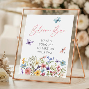 Wildflower Butterfly Baby shower Bloom Bar Poster