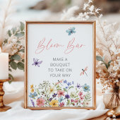 Wildflower Butterfly Baby shower Bloom Bar Poster