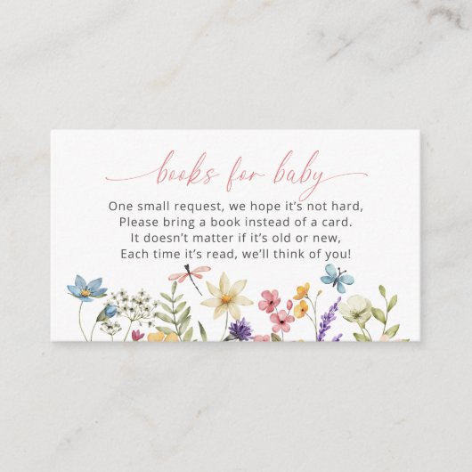 Wildflower Butterfly Baby shower Boeken voor Baby Informatiekaartje (Voorkant)