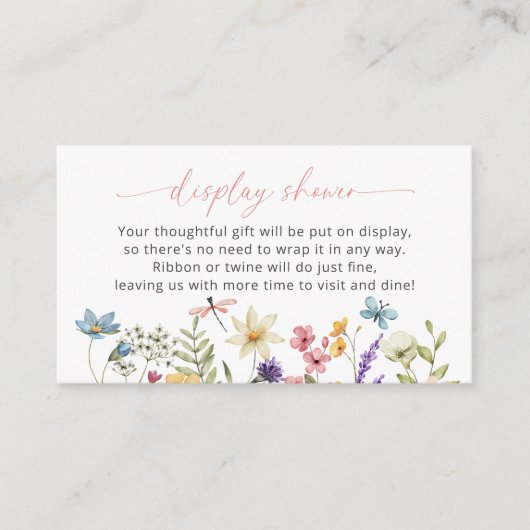 Wildflower Butterfly Baby shower Display Shower Informatiekaartje (Voorkant)