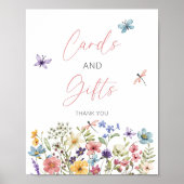 Wildflower Butterfly Baby shower Kaarten en gesche Poster (Voorkant)