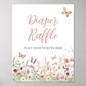 Wildflower Butterfly Baby shower Luier Raffle Poster (Voorkant)