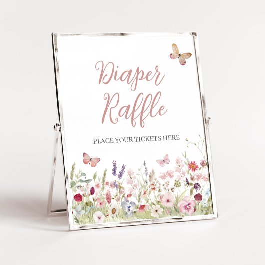 Wildflower Butterfly Baby shower Luier Raffle Poster