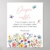 Wildflower Butterfly Baby shower Luierverloting Poster (Voorkant)