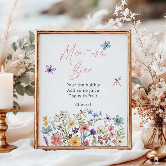 Wildflower Butterfly Baby shower Momosa Bar Poster
