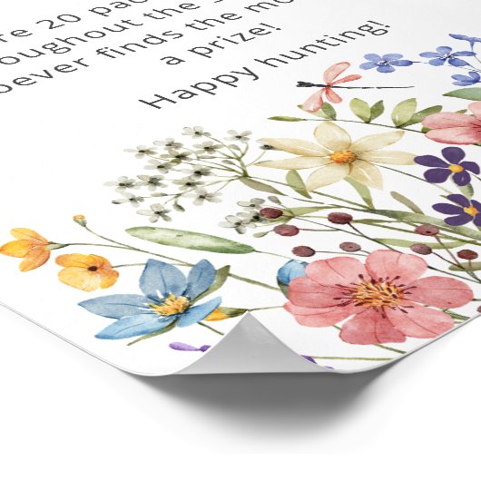 Wildflower Butterfly Baby shower Pacifier Hunt Poster (Hoek)