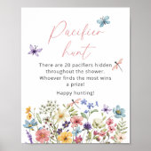 Wildflower Butterfly Baby shower Pacifier Hunt Poster (Voorkant)