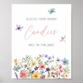 Wildflower Butterfly Baby shower Raad eens hoeveel Poster (Voorkant)