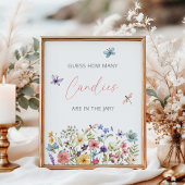 Wildflower Butterfly Baby shower Raad eens hoeveel Poster