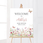 Wildflower Butterfly Baby shower Welkom Poster