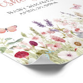 Wildflower Butterfly Baby shower Welkom Poster (Hoek)