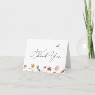 Wildflower Butterfly Bedankt Opmerking Kaart