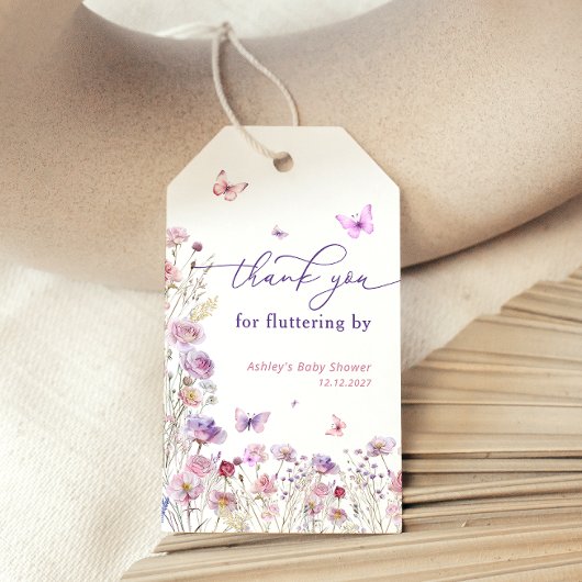 Wildflower Butterfly Bedankt voor het fladderen do Cadeaulabel