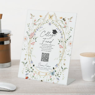 Wildflower Butterfly Bee Afstuderen College Fund Reclamebord Met Voetstuk