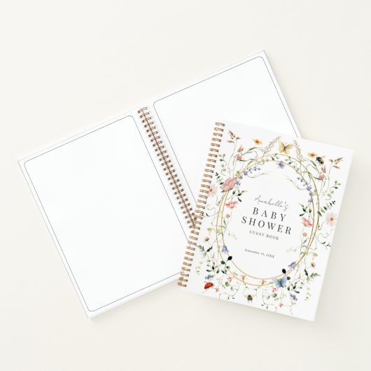 Wildflower Butterfly Bee Baby shower gastenboek Notitieboek (Binnen)