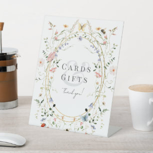 Wildflower Butterfly Bee Baby shower Kaarten & ges Reclamebord Met Voetstuk