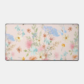 Wildflower Butterfly Blush Roze Bloemen Waterverf Bureaumat (Voorkant)