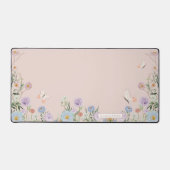 Wildflower Butterfly Blush Roze Bloemen Waterverf Bureaumat (Voorkant)