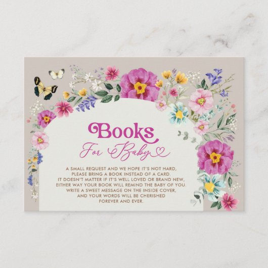 Wildflower Butterfly Boeken voor Baby QR Code RSVP Informatiekaartje (Voorkant)