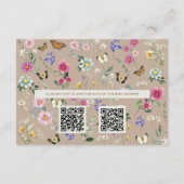 Wildflower Butterfly Boeken voor Baby QR Code RSVP Informatiekaartje (Achterkant)