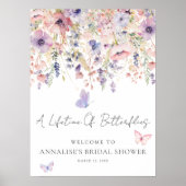 Wildflower Butterfly Bridal Shower Welcome Sign Poster (Voorkant)