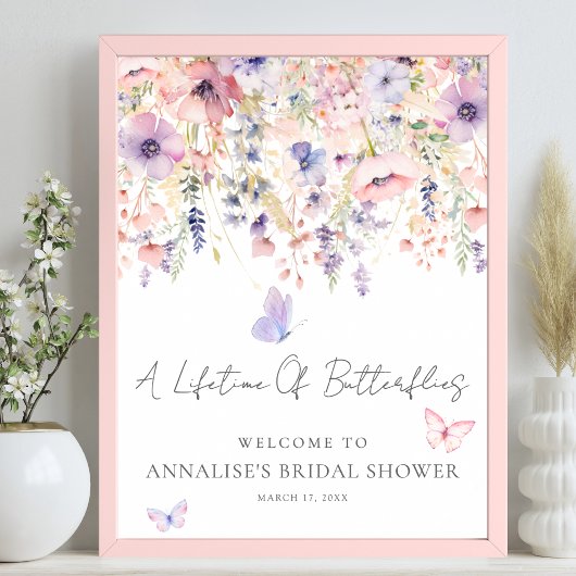 Wildflower Butterfly Bridal Shower Welcome Sign Poster