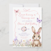 Wildflower Butterfly Bunny Konijn Verjaardag Kaart (Voorkant)