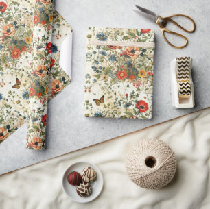 Wildflower & Butterfly Decoupage: kunst Cadeaupapier