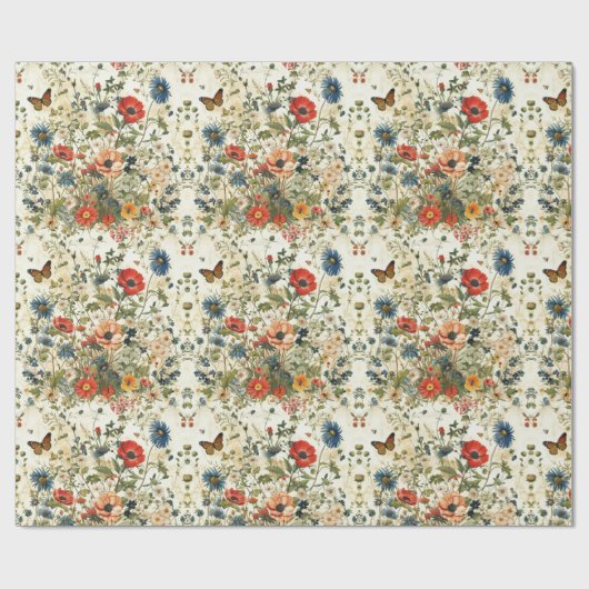 Wildflower & Butterfly Decoupage:  kunst Cadeaupapier (Vlak)