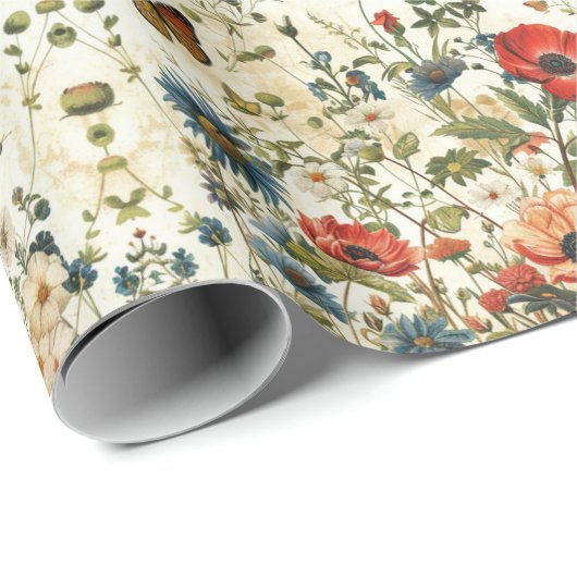 Wildflower & Butterfly Decoupage:  kunst Cadeaupapier (Rol Hoek)