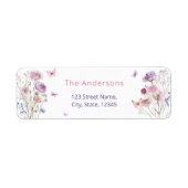 Wildflower Butterfly Elegant retour adres label (Voorkant)