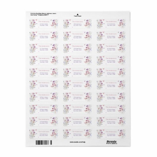Wildflower Butterfly Elegant retour adres label (Full Sheet)