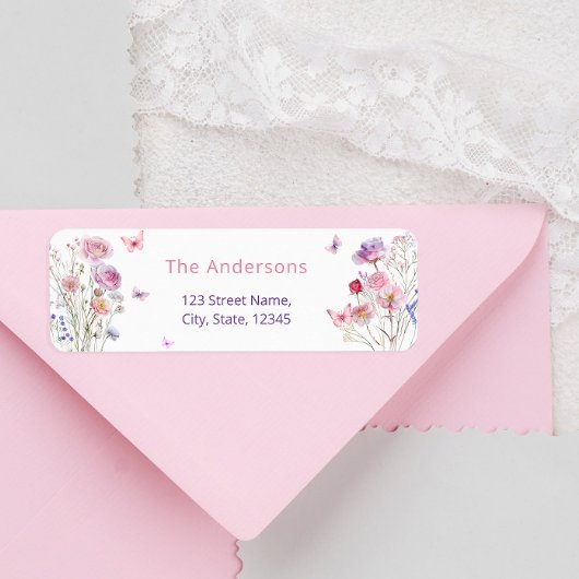 Wildflower Butterfly Elegant retour adres label