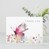 Wildflower Butterfly Funeral Bereavement Hartelijk Bedankkaart (Staand voorkant)