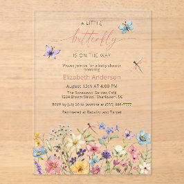 Wildflower Butterfly Garden Baby shower Acryl Uitnodigingen