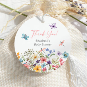 Wildflower Butterfly Garden Baby shower Bedankjes Labels