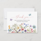 Wildflower Butterfly Garden Baby shower Bedankkaart (Voorkant)