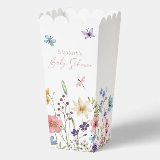 Wildflower Butterfly Garden Baby shower Popcorn Bedankdoosjes (Achterkant)