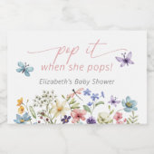 Wildflower Butterfly Garden Baby shower Sparkling Wijnetiket (Enkel label)