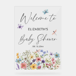 Wildflower Butterfly Garden Baby shower Welkom Acryl Bord
