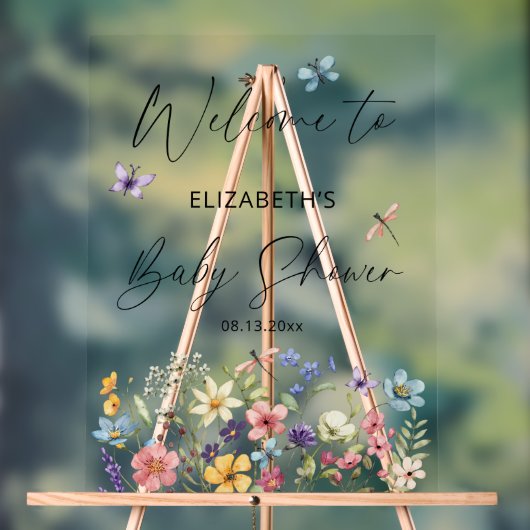 Wildflower Butterfly Garden Baby shower Welkom Acryl Bord (Neutraal)