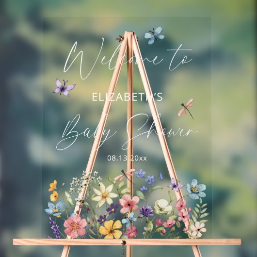 Wildflower Butterfly Garden Baby shower Welkom Acryl Bord (Neutraal)