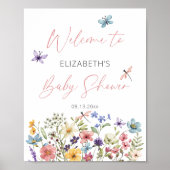 Wildflower Butterfly Garden Baby shower Welkom Poster (Voorkant)
