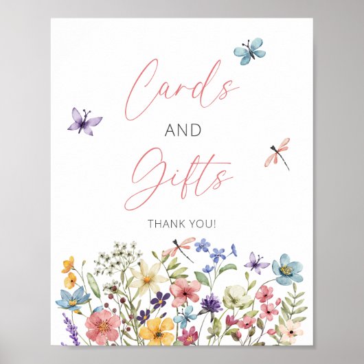 Wildflower Butterfly Garden Kaarten en geschenken Poster (Voorkant)
