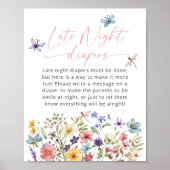Wildflower Butterfly Garden Late Night Luiers Poster (Voorkant)