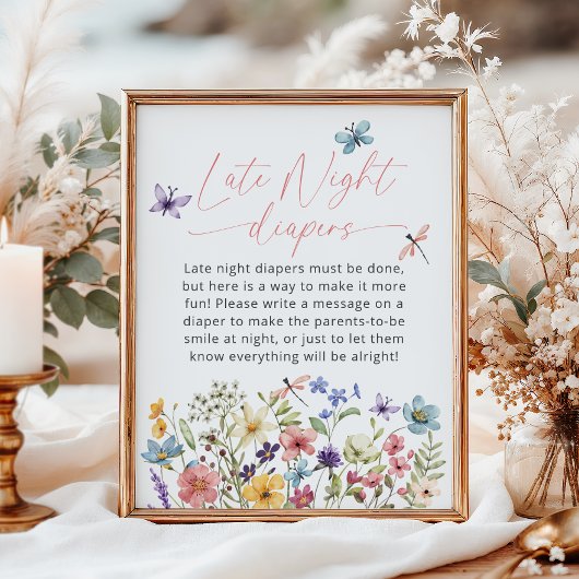 Wildflower Butterfly Garden Late Night Luiers Poster