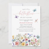 Wildflower Butterfly Garden Twin Baby shower Kaart (Voorkant)