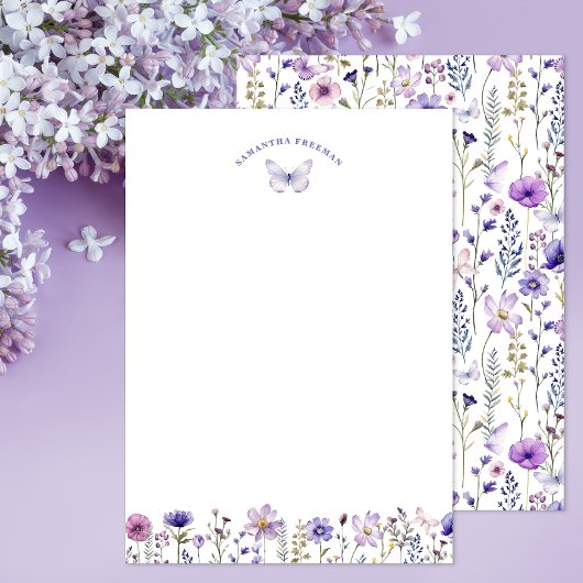 Wildflower Butterfly gepersonaliseerd briefpapier Bedankkaart